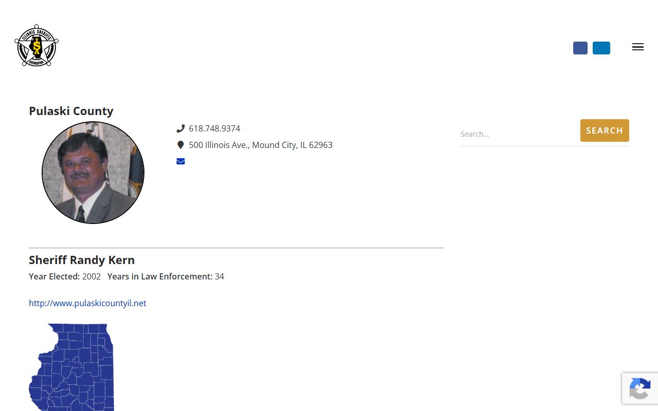 Illinois Sheriffs' Association Pulaski County profile listing the 240-bed detention center and directions