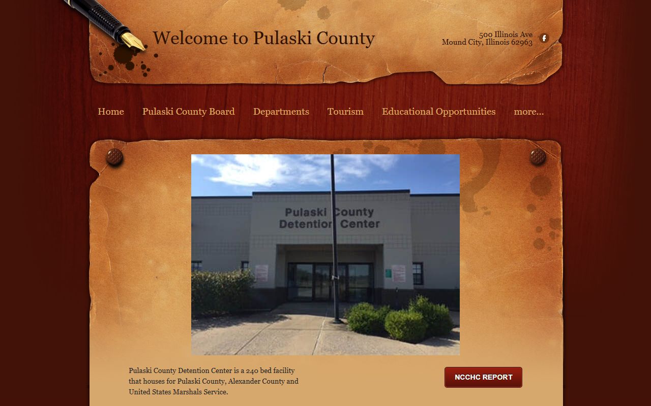 Pulaski County Detention Center official page showing the 240-bed Ullin jail and inmate services